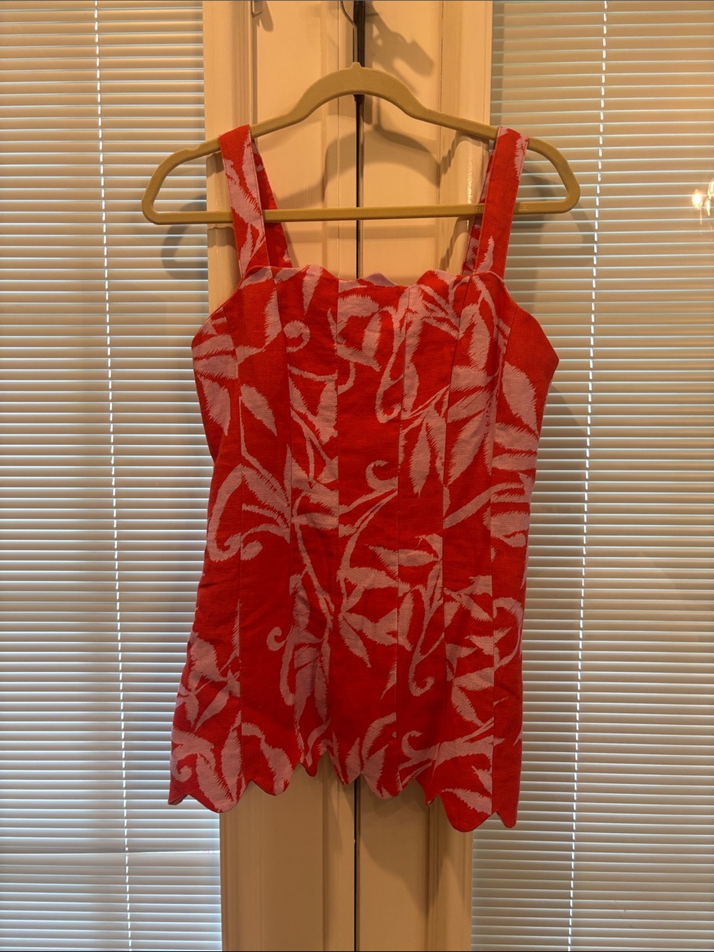 Tyler Boe Red and White Floral Jacquard Tank
